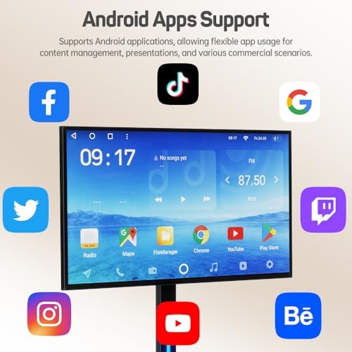 32 Inch Digital Signage Display on Wheels, Portable LCD Touch Digital Kiosk with Adjustable Rolling Stand, Phone App Control Android 14 Advertising Display Poster, Auto Media Player, HDMI/USB - Image 5