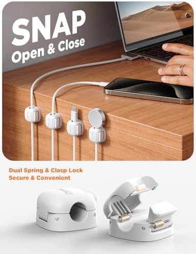 6Pack Cord Organizer, Spring Cable Clips [1s Lock] Cord Holder for Nightstand Car Home Office Desk Accessories Cubicle Decor for Women Men Guys Girls College Dorm Room Essentials Cute School Supplies - Image 2