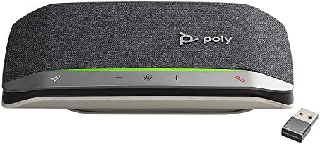 Poly - Sync 20+ Bluetooth Speakerphone (Plantronics) - Personal Portable Speakerphone - USB-C Bluetooth Adapter - Connect to Your PC/Mac/Cell Phone - Works with Teams, Zoom & More,Black by Poly