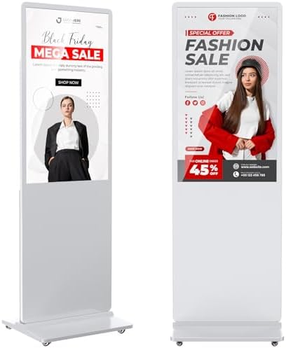 43 inch Indoor Digital Signage 4K LCD Screen IPS Floor Standing Digital Kiosks Interactive Displays with WiFi HDMI/USB Input Auto AD Player, Android OS White by Homepage