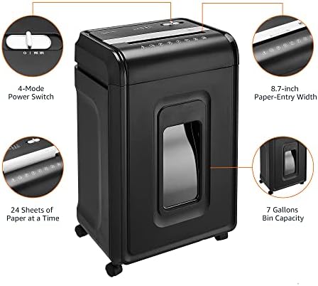 Amazon Basics 24-Sheet Cross Cut High Security Paper Shredder for Home Use, P-4 Security, CD and Credit Card Document Shredder with Pullout Basket, Black - Image 7