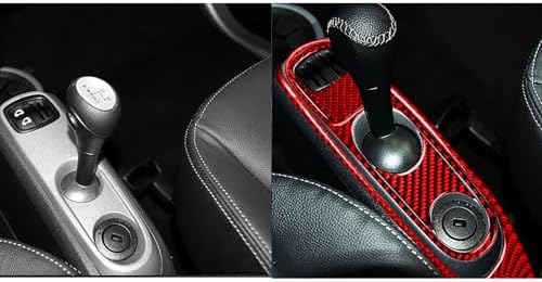 Car Center Console Shifter Transmission Panel Sticker Set Real 3K Red Carbon Fiber Decoration Interior Accessories Trim Compatible with Benz Smart Fortwo 2011 2012 2013 2014 2015-Type C - Image 5