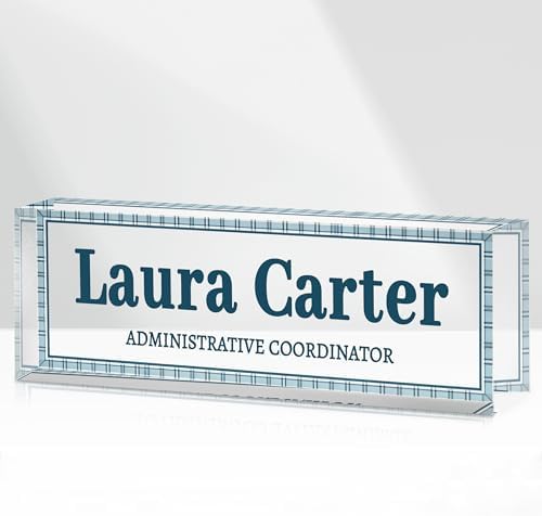 Custom Name Plate for Desk, Acrylic Desk Name Plate Personalized, Employee Appreciation Gifts, Office Desk Accessories for Women Men Teacher Nurse, Coworker Gifts for Manager Assistant (Indigo) by DOCRAGI