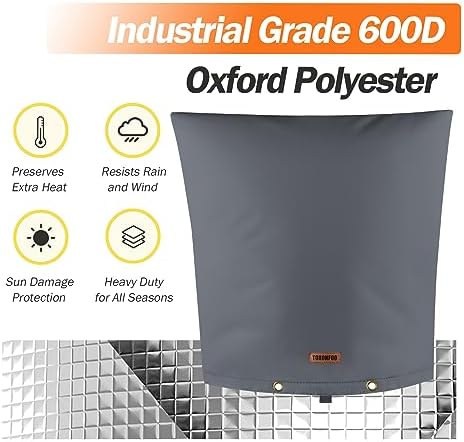 TOHONFOO Backflow Preventer Cover, Pipe Freeze Insulation, 24" Wx26 H, Grey - Image 6