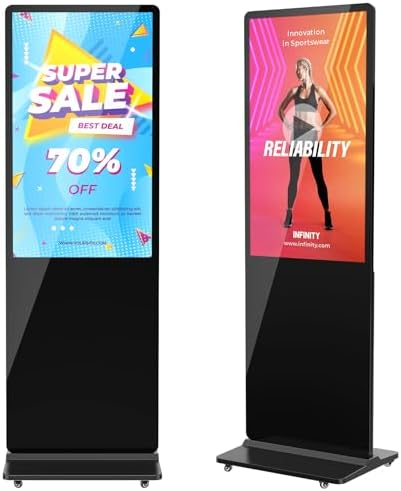 JIYANG 32 Inch Digital Signage Display Kiosk, Indoor Floor Standing LCD Advertising Display with Android Media Player, HDMI/USB/WiFi Input Auto Split Screen（Black） by HomePage