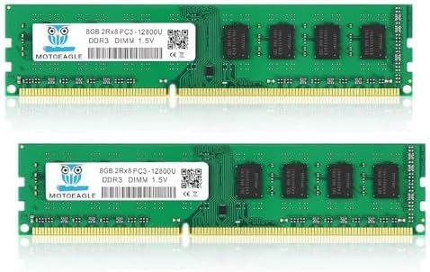 16GB (2X8GB) PC3-12800U DDR3-1600 UDIMM 2Rx8 DIMM RAM DDR3 8GB 1600MHz SDRAM 240-Pin 1.5V CL11 Non-ECC Desktop PC Memory Kit DIMM by motoeagle