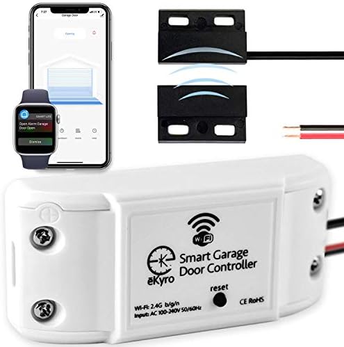 eKyro Smart Garage Door Opener - Universal WiFi Remote Controller Compatible with Alexa, Google Home, iPhone, Siri, Android, Door Left Open Alert, Door Security Systems, Updated Model by eKyro