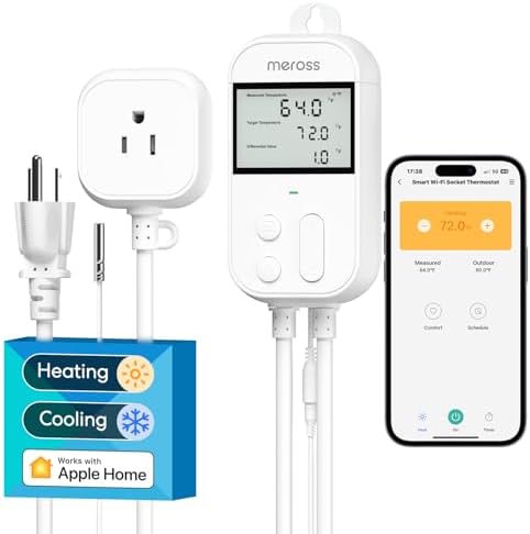 meross Smart Temperature Controller Work with Apple HomeKit, 15A 1800W by meross
