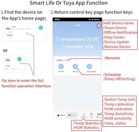1CH Tuya Intelligent Temperature and Humidity Sensor,AC 85-250V/USB 5V Dry Contact Relay,Dry Contact,Timing Switch,Real-Time Monitoring Intelligent Module,Compatible with Alexa Google - Image 4
