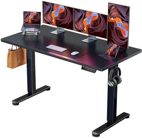 ErGear Height Adjustable Electric Standing Desk, 63 x 28 Inches Sit Stand up Desk, Memory Computer Home Office Desk, Black by ErGear