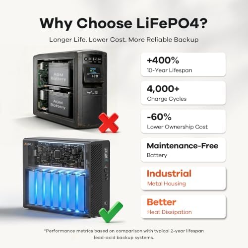 1500VA 1000W UPS Lithium Backup Battery Pure Sine Wave for Home & NAS - Image 5