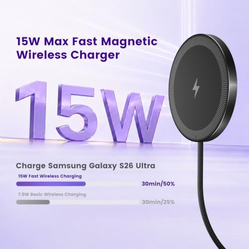 15W Magnetic Fast Charging Pad, Wireless Charger for Samsung & Android - Image 2