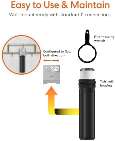 Brio Whole House Water Filter System w/Gauge & Fast-Flow Phosphate Anti-Scale Filter 4.5" x 20" | Removes Dirt, Improves Taste & Protects Home Appliances | 900 GPH | 100,000 Gallons or 12 Months - Image 7