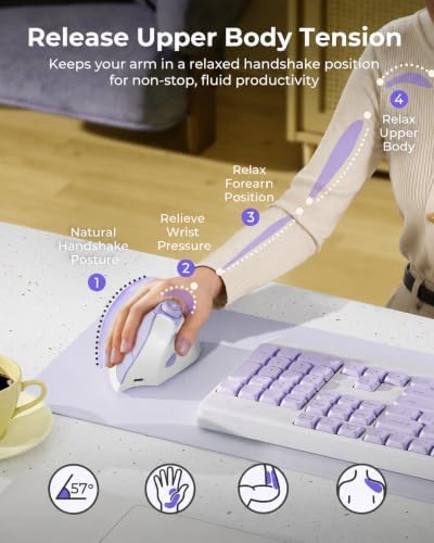 seenda MOU-302 Wireless Bluetooth Ergonomic Vertical Mouse with Volume Knob - Image 3