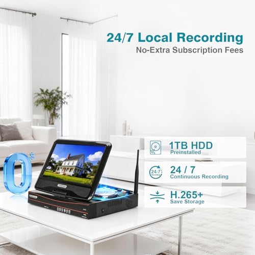 Wireless Security Camera System with 10.1" Monitor 4pcs 5MP Camera - Image 4
