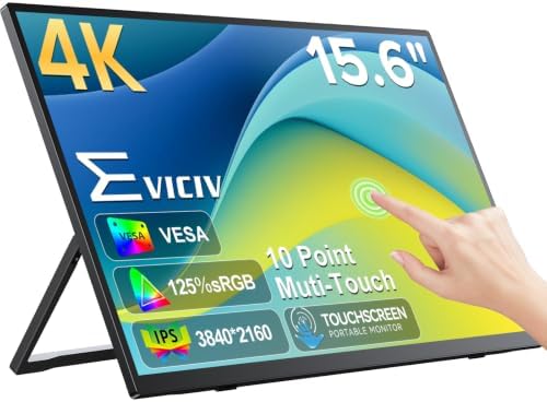 EVICIV Portable Monitor 4K Touchscreen 15.6", 3840 * 2160 UHD, 125% sRGB by EVICIV
