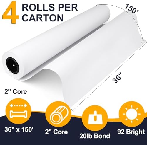 VOISEN Wide Format Paper, 4 Rolls Plotter Paper 36 In x 150 Ft - Image 2