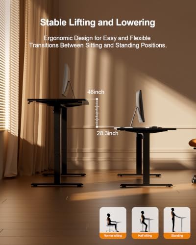 HLDIRECT 40" Electric Standing Desk with Power Outlets, Black - Image 4