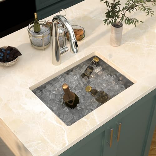 Mocoloo 22 Inch Undermount Bar Sink - 22" x 16" Small Kitchen Sink T304 Stainless Steel Handmade Single Bowl Round Corner Under Counter Wet Bar Sink for Kitchen Prep & RV - Image 3