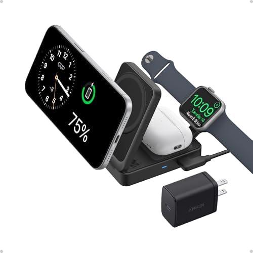 Anker MagGo 3-in-1 MagSafe-Compatible Qi2 15W Foldable Charging Station by Anker