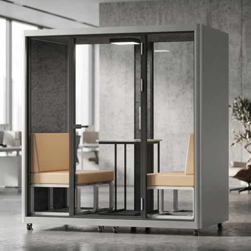 Soundproof Office Pod with 4 Person Glass Design (Silver) by Unknown