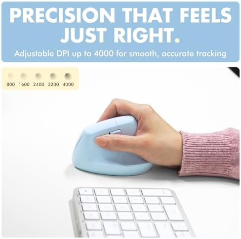 X9 Performance Wireless Vertical Ergonomic Mouse - (BT + 2.4Ghz) - Click in Comfort - Up to 4000 DPI, 6 Button, Rechargeable - Bluetooth Ergonomic Vertical Mouse Wireless - for Mac and PC - Blue - Image 5