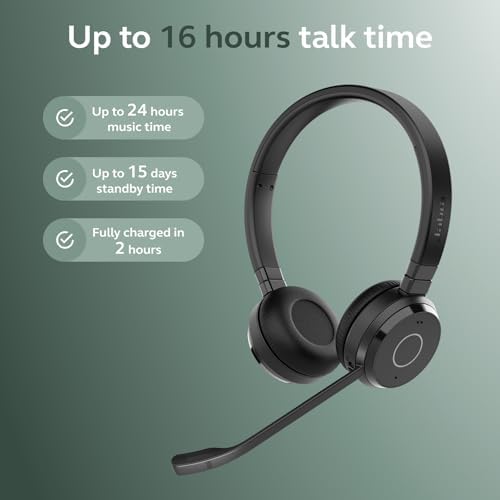 Jabra Evolve 65 TE (Third Edition) Wireless Headphones - Noise-Canceling Mic, 16 hrs Battery Life, Connectivity, Works with All UC Platforms Like Zoom & Google Meet, Black - Image 5