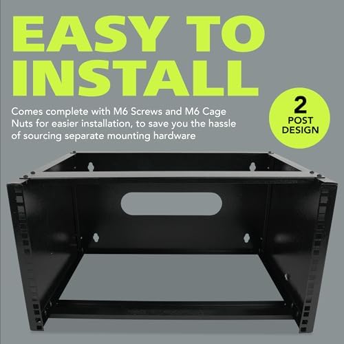 Pearington 6U Wall Mount Network Rack - 13.75 Inch Deep (Low Profile) - 19" Patch Panel Bracket for Shallow Server and IT Equipment, Network Switches - 44lbs/20kg Weight Capacity, Black (WALLMOUNT6) - Image 2