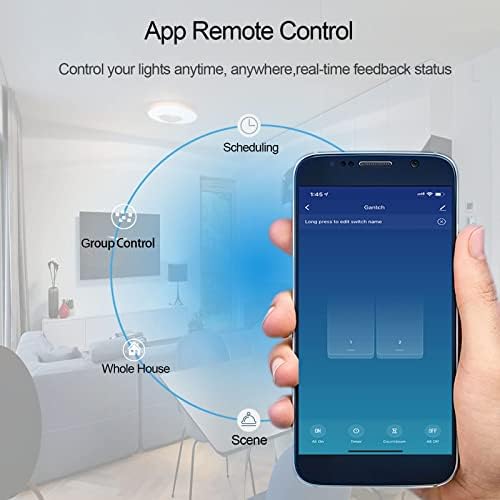 Wireless 2.4GHz Tuya WiFi Smart Light Touch Wall Switch Compatible with Alexa and Google Home for Lamp, Neutral Wire Required, No Gateway Required.Us Standard Electrical(2 Gang White) - Image 3