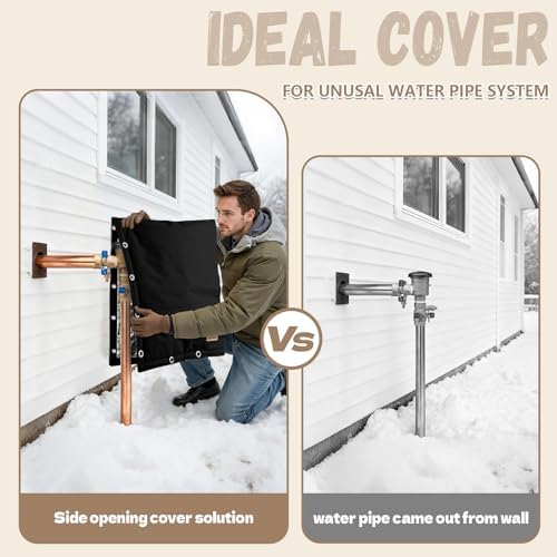 Backflow Preventer Insulation Cover - 2 Way Opening Pipe Insulation Cover for Irrigation Valve, Sprinkler Cover for Outside - Winter Freeze Protection Backflow Cover - 24" W x 24" H, Black - Image 3