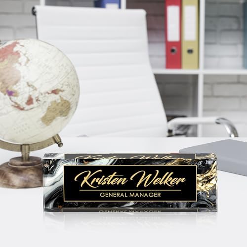 Custom Desk Name Plate Personalized, Acrylic Name Plate for Desk, Office Desk Decor for Women and Men, Employee Appreciation Gifts Office Gifts for Boss, Manager, Teacher, Nurse (deep Marble) - Image 3