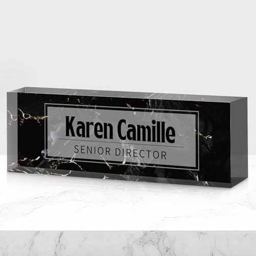 Custom Office Name Plate for Desk - Name Plate Personalized Gifts for Coworkers, Boss, Teacher, Social Worker - Acrylic Office Desk Decor for Women Men - Employee Appreciation Gifts (black white) by EveryBaositycraftsgiftisone-of-a-kind%E2%80%94exclusivelycraftedforyou