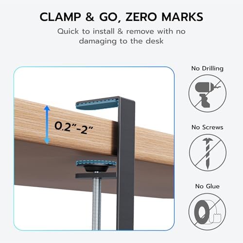 ARES WING 17"-28.7" Extendable Under Desk Cable Management Tray, No-Drill - Image 5