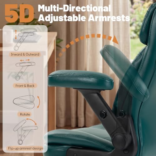 550lbs Executive Office Chair for Heavy People with 5D Flip Armrests, Green - Image 4