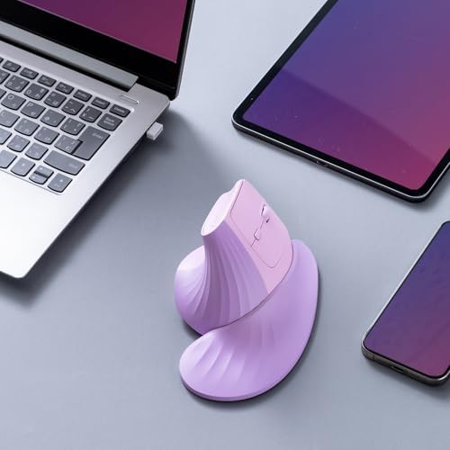 SANWA Wireless Ergonomic Mouse for Large Hands with Wrist Rest, Purple - Image 2