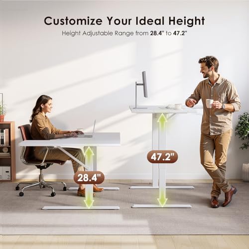 OffiGo 55 Inch Reversible L Shaped Electric Standing Desk, White - Image 4