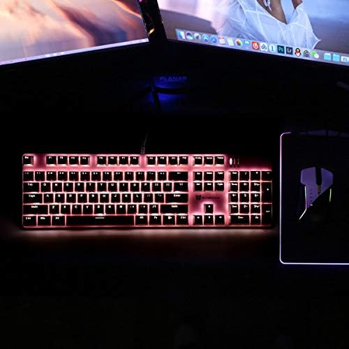 Merdia Full Size Wired Mechanical Gaming Pink Keyboard | Red Switch 104 Keys US Layout Full Size Pink PC Gaming Keyboards | Hot Swappable LED Backlit Light Up Wired Mechanical Computer Keyboards - Image 5