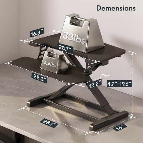 FLEXISPOT Standing Desk Converter, 28", Black - Image 3