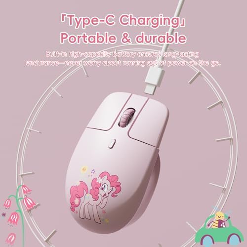 My Little Pony Silent Wireless Mouse - M03 Innovative Floating Button Design, Quiet Clicks, 3 Adjustable DPI (800/1600/3200), Dual-Mode (2.4GHz/Bluetooth), Ergonomic for Mac/Windows (Pink) - Image 6