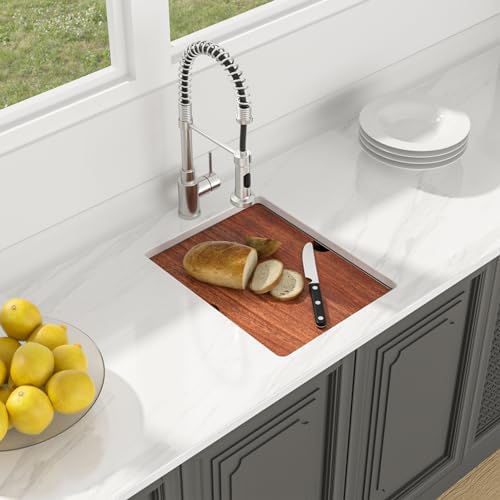 Lordear Undermount Bar Sink 15 x 19 x 10 Inch Kitchen Sink 16 Gauge Stainless Steel Small Sinks Kitchen Single Bowl Workstation with Cutting Board - Image 2