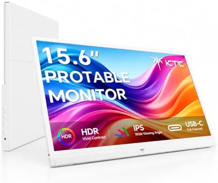 KTC Portable Monitor 15.6 Inch, FHD USB-C HDMI Laptop Screen, White, H15F8 by KTC