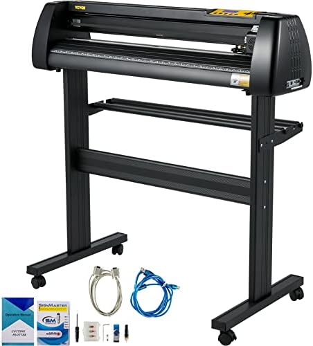 VEVOR Vinyl Cutter Machine, 28 Inch Paper Feed Cutting Plotter Bundle, Adjustable Force & Speed Vinyl Printer, LCD Display Windows Compatible Sign Making kit with Signmaster Software, Supplies, 3 Blad by VEVOR