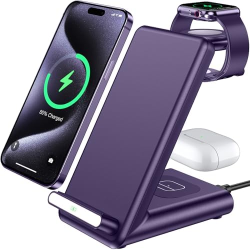 Wireless Charging Station,3 in 1 Charging Stand for Apple Multiple Devices by QKXC