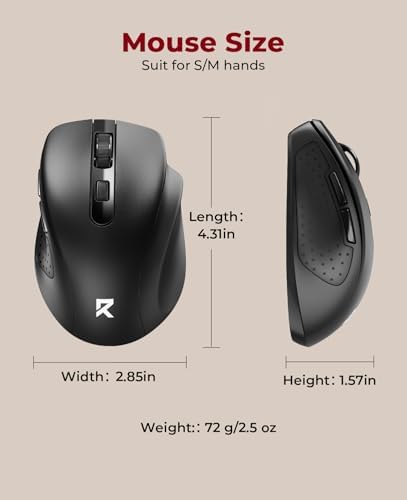 Redragon Wireless Mouse BT5.0/3.0 & 2.4G, 6 Buttons, 5 Level 4000DPI Bluetooth Mouse, 18 Months Battery, Portable Optical Computer Mice for Laptop, PC, Chromebook, Windows, Mac-Black - Image 6