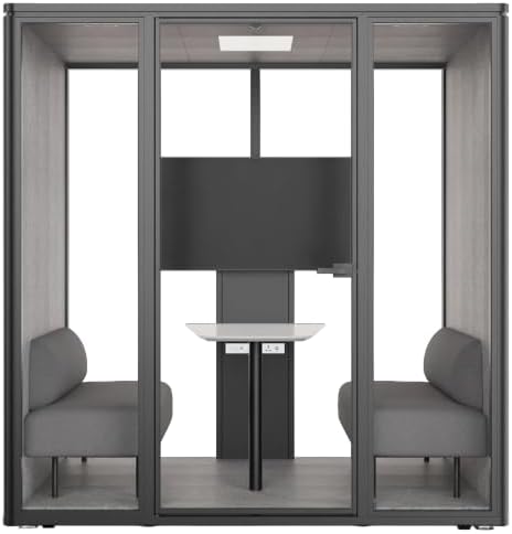 Uncaged Ergonomics Medium Office Pod, 2-Person Acoustic Office Phone Booth with Ventilation, LED Lighting and Power, Black by UncagedErgonomics