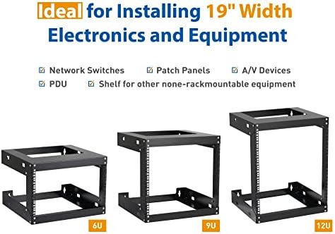 6U Wall Mount Rack Open Frame 19 Inch Server Equipment Network Cabinet 18 inches Depth Black by Tedgetal - Image 7