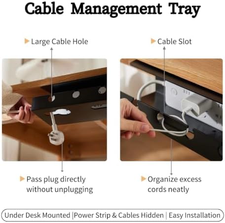 Ovanmexis Under Desk Cable Management Tray, White, 2-Pack - Image 6
