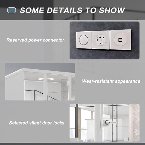 White Office Pod Booth 87IN (White Simple Appearance Design)(Reduce Noise by 25-35 Decibels)(Silent Fresh Air System) Soundproof Booth with Lighting,Universal Wheel for Meeting - Image 6