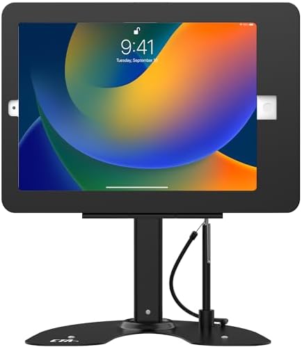 CTA Digital Dual Kiosk Stand – CTA Dual Security Kiosk Stand with Locking Case, Cable, and 360-Degree Rotating Base – Compatible with iPad 7th/ 8th/ 9th Gen 10.2-inch, iPad Air 4, (PAD-ASKB10) – Black - Image 2