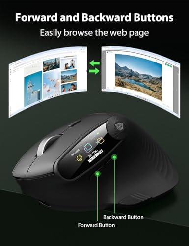 Transformers Vertical Ergonomic Mouse with LED Screen & Knob Control Black - Image 5